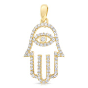 14K Gold Evil Eye CZ Charm Pendant with 1.2mm Flat Open Wheat Chain Necklace