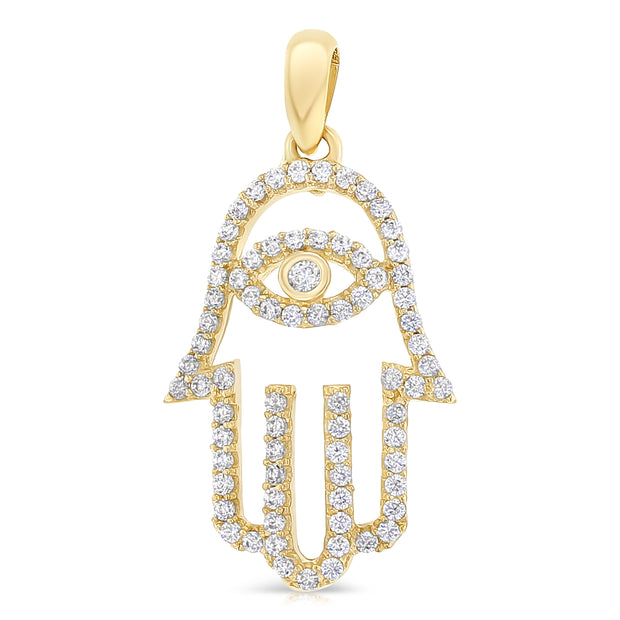 14K Gold Evil Eye CZ Charm Pendant with 1.2mm Singapore Chain Necklace