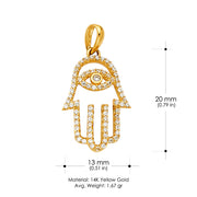 14K Gold Evil Eye CZ Charm Pendant with 1.2mm Flat Open Wheat Chain Necklace