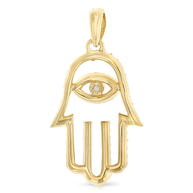 14K Gold Evil Eye CZ Charm Pendant