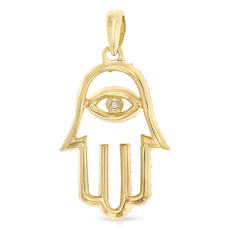 14K Gold Evil Eye CZ Charm Pendant