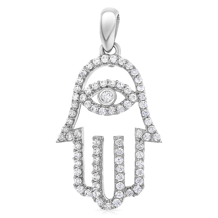 14K Gold Evil Eye CZ Charm Pendant