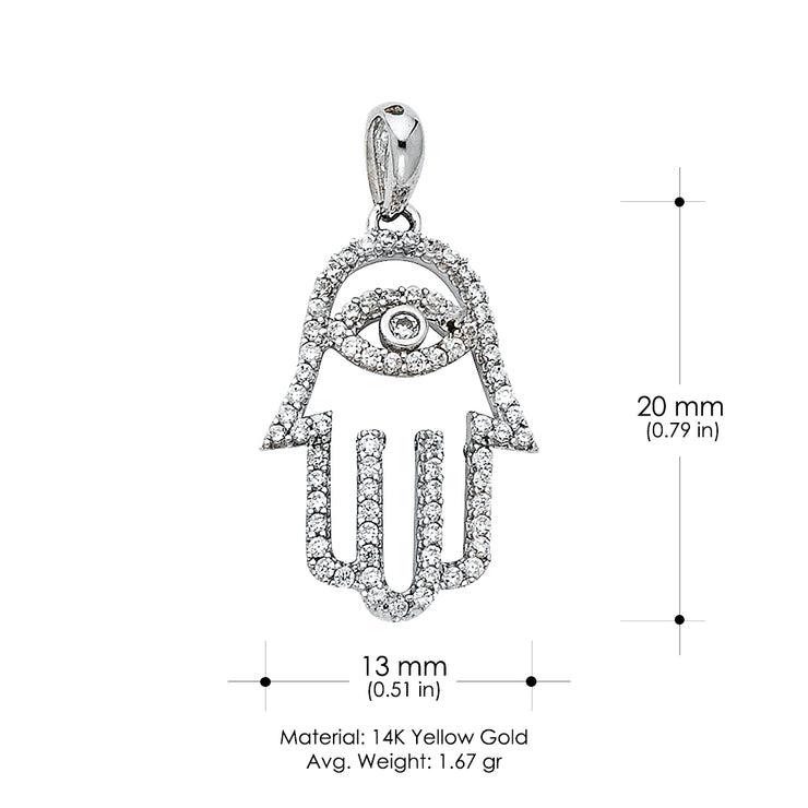14K Gold Evil Eye CZ Pendant with 1.2mm Singapore Chain