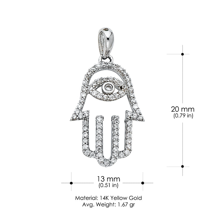 14K Gold Evil Eye CZ Charm Pendant