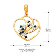 14K Gold CZ Charm Pendant