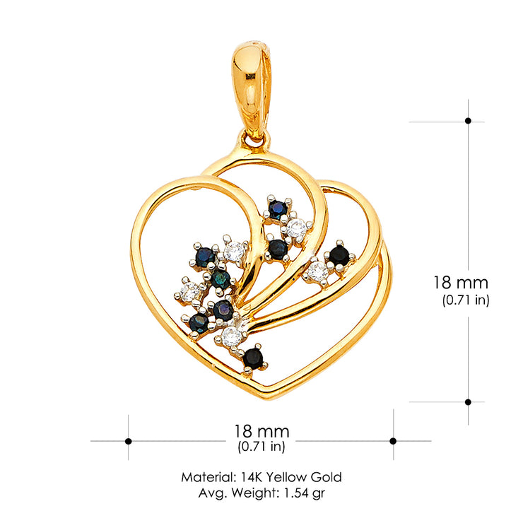14K Gold CZ Charm Pendant