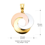 14K Gold Love Circle Charm Pendant