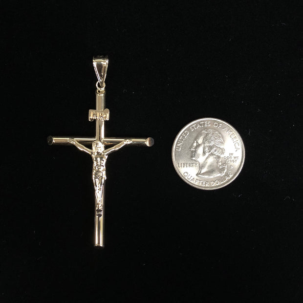14K Gold Crucifix Pendant with 3.8mm Figaro 3+1 Chain
