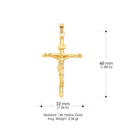 14K Gold Religious Crucifix Charm Pendant