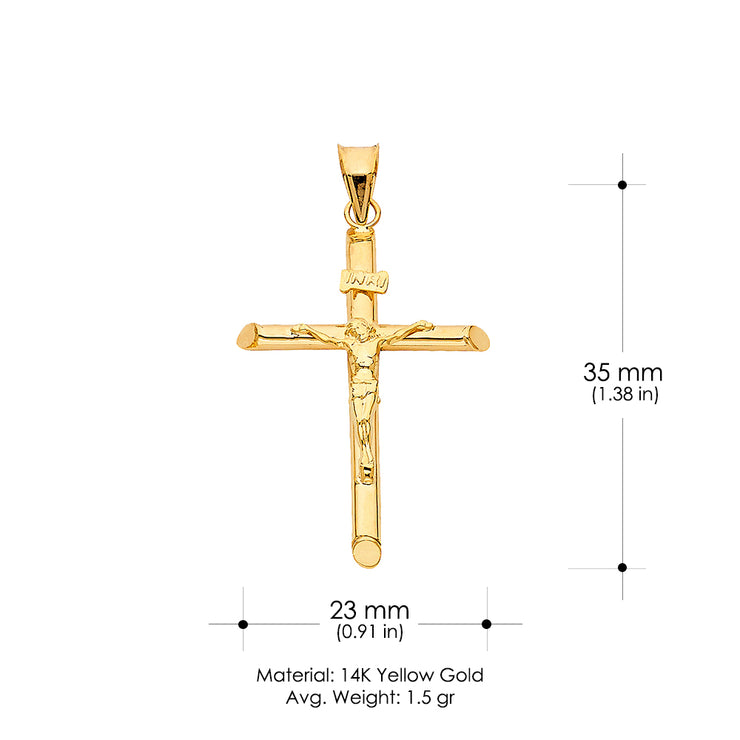 14K Gold Religious Crucifix Charm Pendant