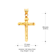 14K Gold Religious Crucifix Charm Pendant