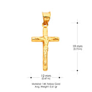 14K Gold Religious Crucifix Charm Pendant