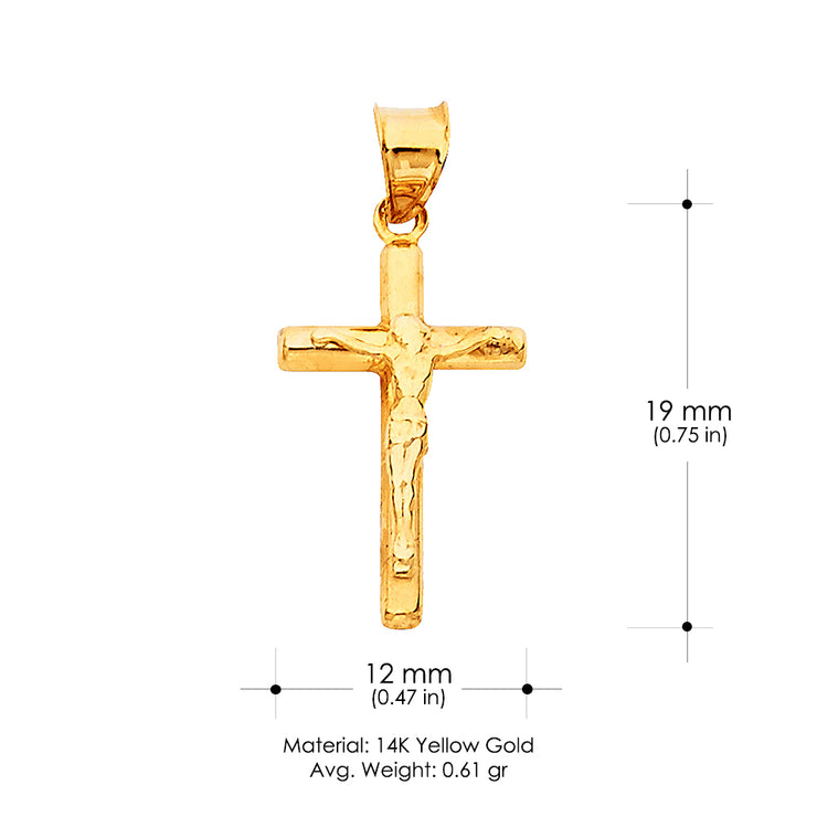 14K Gold Religious Crucifix Charm Pendant