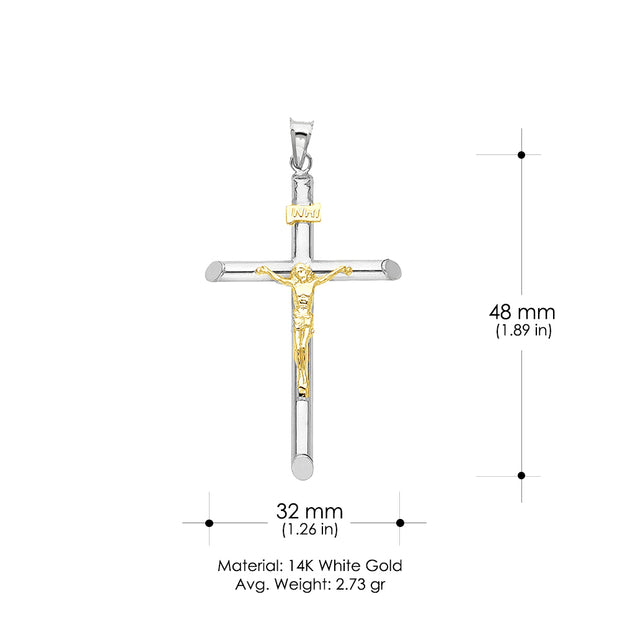 14K Gold Religious Crucifix Charm Pendant