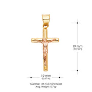 14K Gold Religious Crucifix Charm Pendant