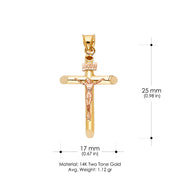 14K Gold Religious Crucifix Charm Pendant