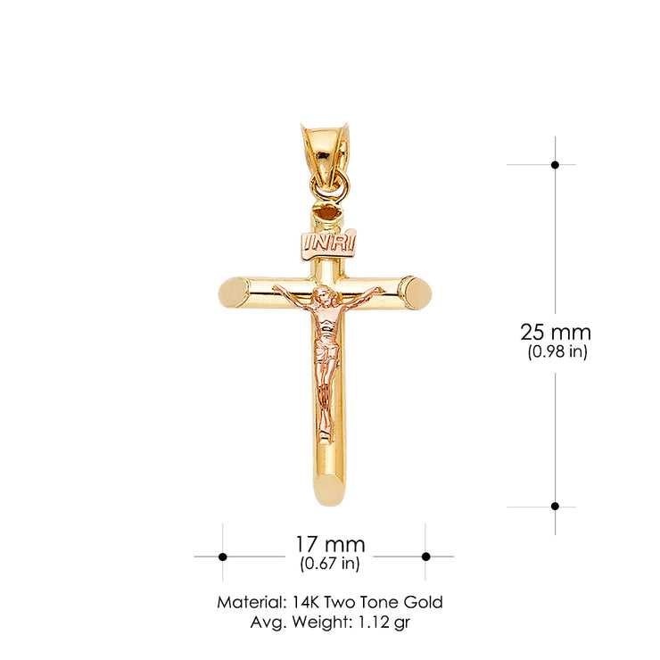 14K Gold Religious Crucifix Charm Pendant