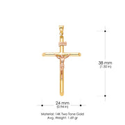 14K Gold Religious Crucifix Charm Pendant