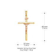 14K Gold Religious Crucifix Charm Pendant