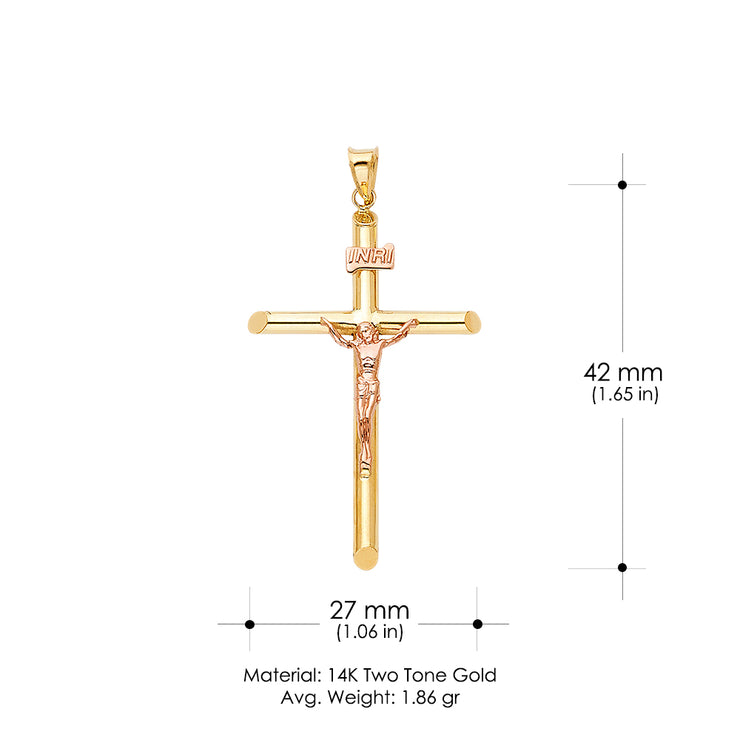 14K Gold Religious Crucifix Charm Pendant