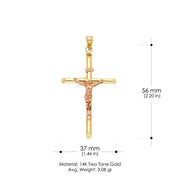 14K Gold Religious Crucifix Charm Pendant