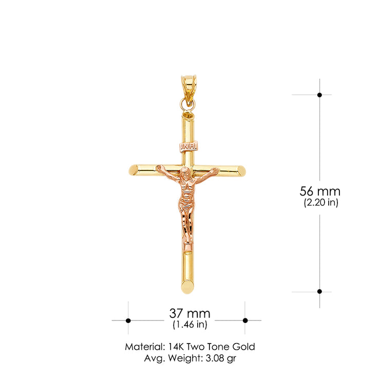 14K Gold Religious Crucifix Charm Pendant