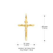 14K Gold Crucifix Pendant with 1.8mm Singapore Chain