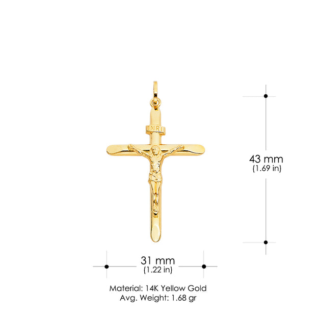 14K Gold Religious Crucifix Charm Pendant