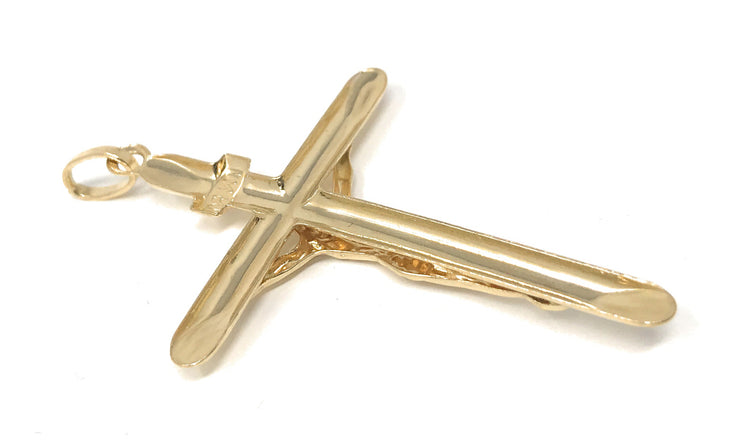 14K Gold Crucifix Pendant with 1.8mm Singapore Chain