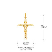 14K Gold Religious Crucifix Charm Pendant