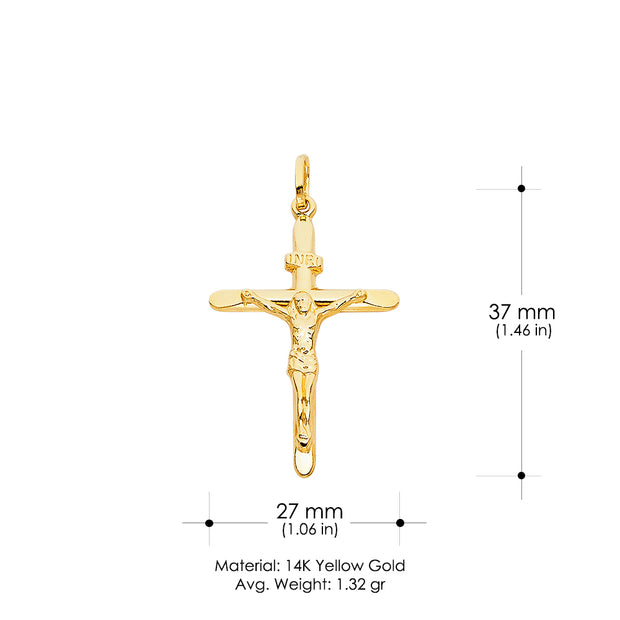 14K Gold Religious Crucifix Charm Pendant