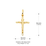 14K Gold Religious Crucifix Charm Pendant