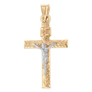 14K Gold Crucifix Pendant with 3.1mm Figaro 3+1 Chain