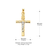 14K Gold Crucifix Pendant with 3.1mm Figaro 3+1 Chain