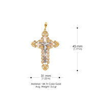 14K Gold Crucifix Pendant with 3.4mm Hollow Cuban Chain