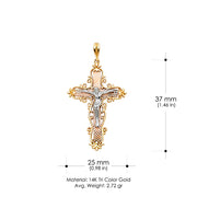 14K Gold Religious Crucifix Charm Pendant with 1.2mm Box Chain Necklace