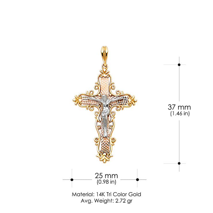 14K Gold Religious Crucifix Charm Pendant