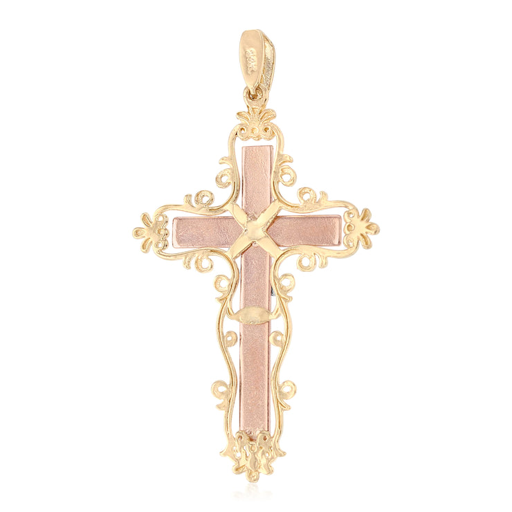 14K Gold Religious Crucifix Charm Pendant