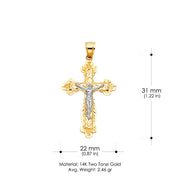 14K Gold Religious Crucifix Charm Pendant