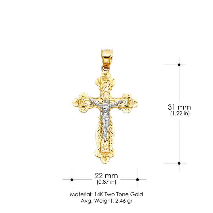 14K Gold Religious Crucifix Charm Pendant