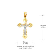 14K Gold Religious Crucifix Charm Pendant