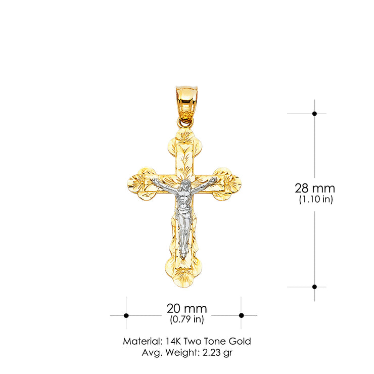 14K Gold Religious Crucifix Charm Pendant