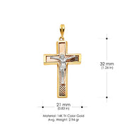 14K Gold Religious Crucifix Charm Pendant with 1.2mm Box Chain Necklace