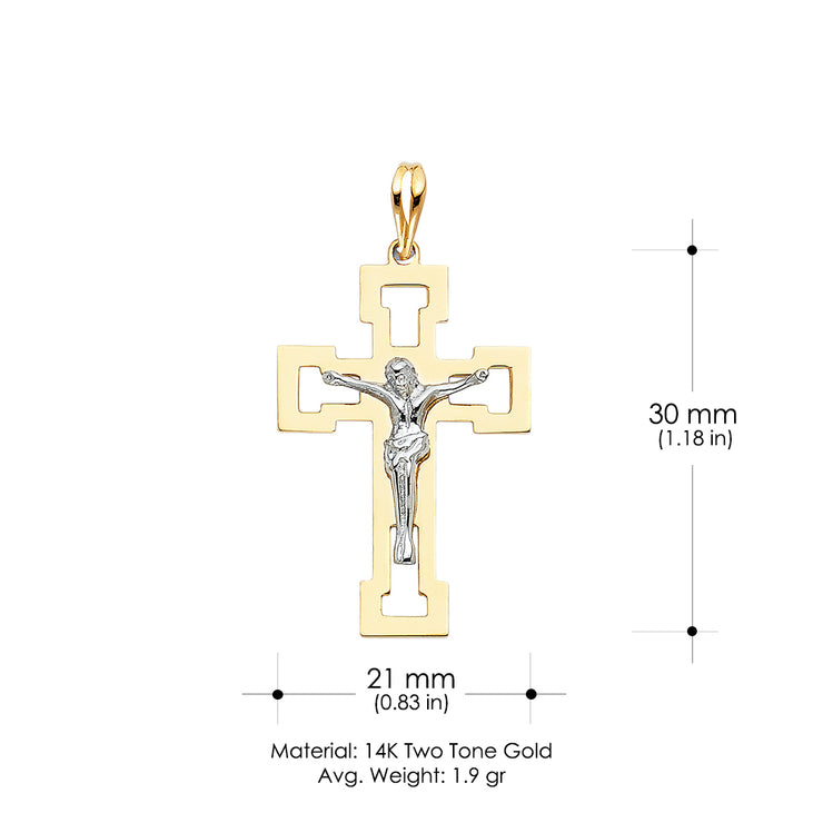 14K Gold Religious Crucifix Charm Pendant with 1.2mm Box Chain Necklace