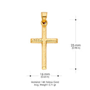 14K Gold Religious Cross Charm Pendant