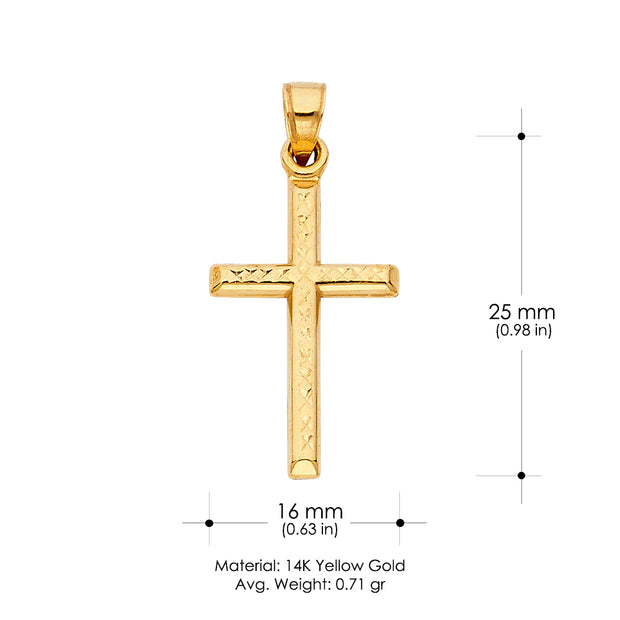 14K Gold Religious Cross Charm Pendant