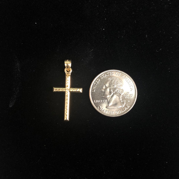 14K Gold Religious Cross Charm Pendant