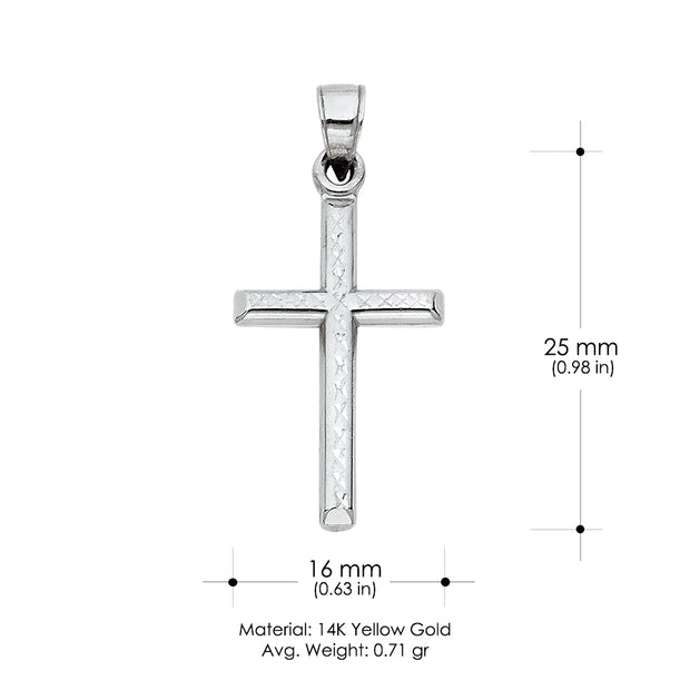 14K Gold Religious Cross Charm Pendant