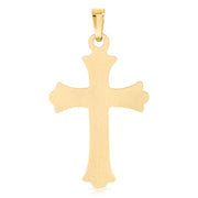 14K Gold Cross Charm Pendant with 1.1mm Wheat Chain Necklace