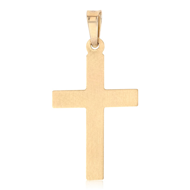 14K Gold Religious Cross Charm Pendant with 0.8mm Box Chain Necklace